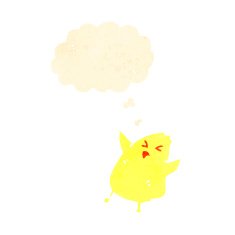 retro cartoon chick with thought bubble N2