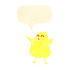 retro cartoon chick with speech bubble N2