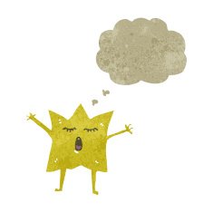 retro cartoon star with thought bubble N3