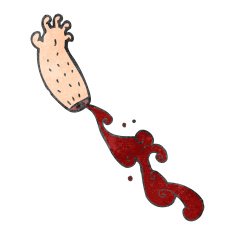 bloody severed arm retro cartoon N2