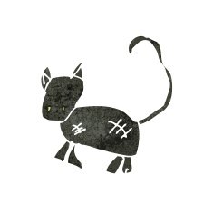 child's drawing of a spooky black cat