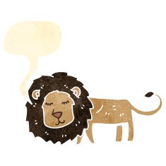 retro cartoon talking lion