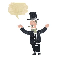 retro cartoon victorian man with speech bubble N2