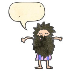 retro cartoon bearded man with speech bubble N3