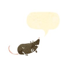 retro cartoon mouse with speech bubble N3