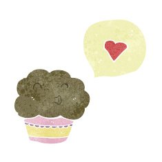 retro cartoon muffin with love heart