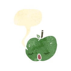 retro cartoon singing apple