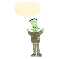 retro cartoon frankenstein's monster