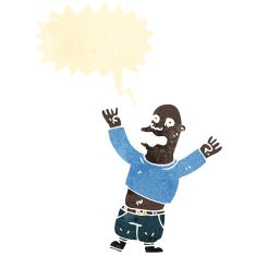 retro cartoon terrified man