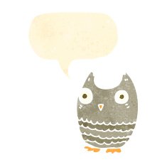 retro cartoon owl with speech bubble