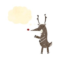 retro cartoon reindeer with thought bubble N2