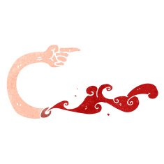 retro cartoon blood spurting arm symbol N2