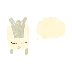 retro cartoon rabbit with thought bubble N4