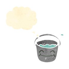 retro cartoon bucket of water