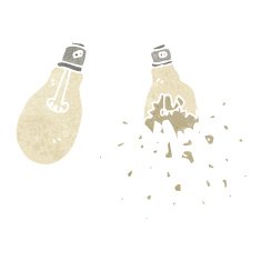 retro cartoon exploding light bulb