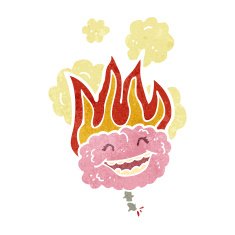 retro cartoon flaming brain N3
