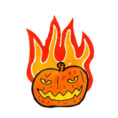 flaming halloween pumpkin cartoon