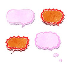 retro cartoon speech and thought bubbles
