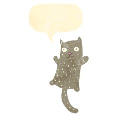 retro cartoon cat with speech bubble N12