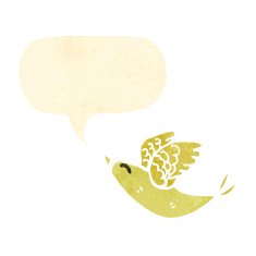 retro cartoon tweeting yellow bird