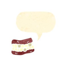 retro cartoon talking false teeth