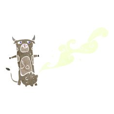 retro cartoon cow squirting milk