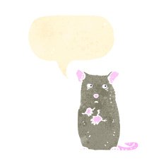 retro cartoon mouse with speech bubble N6