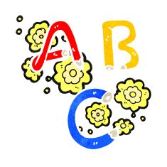 retro cartoon ABC letters