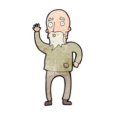cartoon old man waving N4