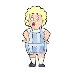 cartoon woman in kitchen apron N12