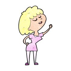 cartoon happy woman about to speak N12