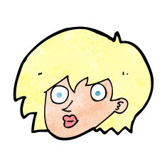 cartoon surprised female face N79