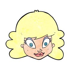 cartoon happy female face N223
