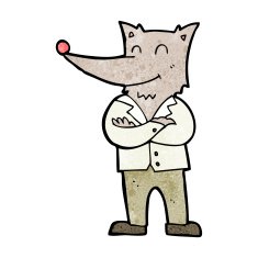 cartoon wolf in shirt N7