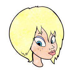 cartoon pretty female face pouting N13
