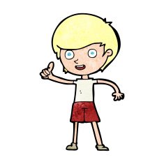 cartoon boy giving thumbs up symbol N19