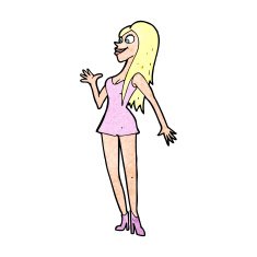 cartoon woman in pink dress N13
