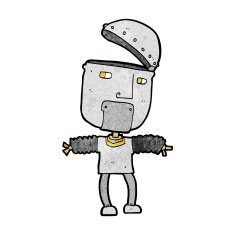 funny cartoon robot with open head N13