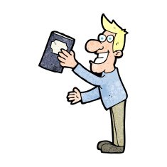cartoon man with book N12