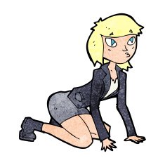 cartoon woman on hands and knees N12
