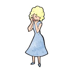 cartoon worried woman N97