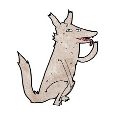 cartoon wolf licking paw N7