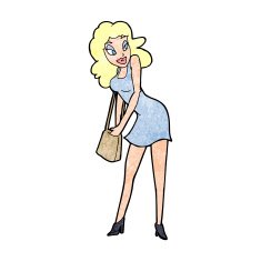 cartoon woman looking in handbag N11