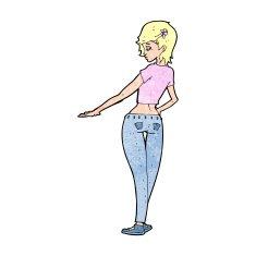 cartoon pretty girl in jeans and tee N13