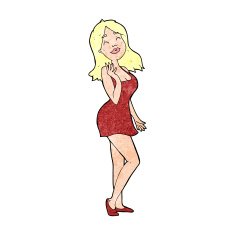 cartoon pretty woman in cocktail dress N13