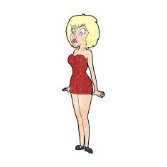 cartoon surprised woman in short dress N13
