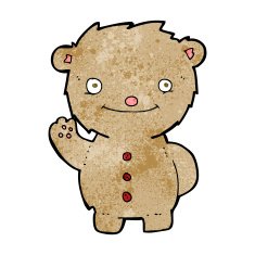 cartoon waving teddy bear N46