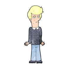 cartoon bored man shrugging shoulders N13