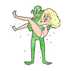 cartoon swamp monster carrying woman in bikini N12