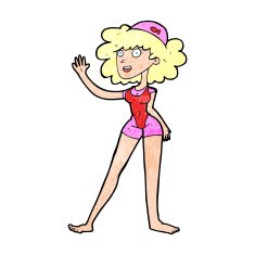 cartoon swimmer woman N12